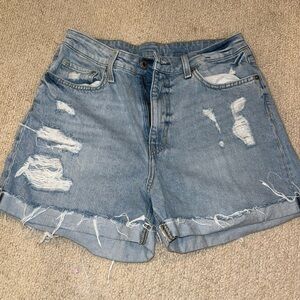 H&M Light Blue Distressed Jean Shorts